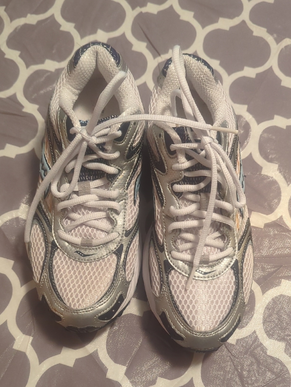 Saucony White with Silver and Light Blue Women's Running Sneakers